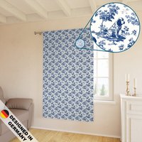 French Toile Print Majestic Blue White Springer Spaniel Dog Pattern - Heavyweight Blackout Window Curtain | 1 Piece Royal Cottage Style von WhisperPrintStore