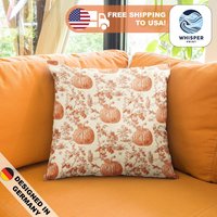 Whisperprint® Fire Orange Pumpin French Toile Print - Fall/Autumn Vibes Royal Cottagecore Spun Polyester Square Pillowcase Cover von WhisperPrintStore