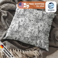 Whisperprint® French Toile Charcoal Black Chihuahua Dog Print - Spun Polyester Square Pillowcase/Cover Perfect Gift von WhisperPrintStore