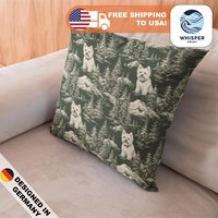 Whisperprint® French Toile Dark Green West Highland White Terrier Dog Style Print - Cottagecore Spun Polyester Square Pillowcase/Cover von WhisperPrintStore