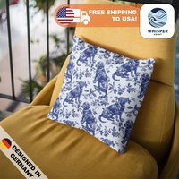 Whisperprint® French Toile Light & Dark Blue Labrador Dog Style Print - Cottagecore Spun Polyester Square Pillowcase/Cover von WhisperPrintStore