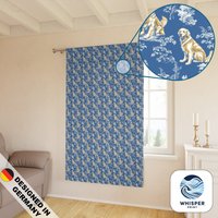 Whisperprint® French Toile Print Blue Yellow Golden Retriever Dog -Exquisite Heavyweight Blackout Window Curtain | 1 Piece Cottage Style von WhisperPrintStore