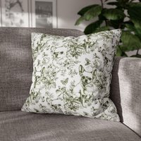 Whisperprint® French Toile Style Dark Olive Green & White Chihuahua Dog Print - Spun Polyester Square Pillowcase/Cover Perfect Gift von WhisperPrintStore