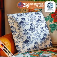 Whisperprint® French Toile Style Royal Blue Bernese Mountain Dog On Branches Print - Spun Polyester Square Pillowcase/Cover von WhisperPrintStore