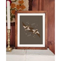 Mid-Century Schwalben Kunstdruck Retro Vogel Wanddeko von WhistlinDingoDesign