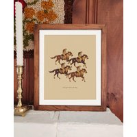 Midcentury Western Kunstdruck Cowboy, Cowgirl, Pferd von WhistlinDingoDesign
