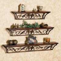 Schmiedeeisen Und Holz Wandregal/Holzeisen Wandhalter Schwebende Wand Sheves 3Er Set Für Home Decor von WhistlingForest