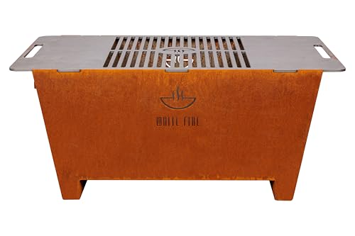 White Fire Grillplatte aus Corten Urban Stahl, 70 x 35 x 30 cm von White Fire