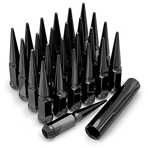 White Knight 2904BK-25AM Sechskantmutter-Set mit extra Spike-Radmuttern, 1,27 cm (1/2 Zoll), 20, Schwarz, 25 Stück von White Knight
