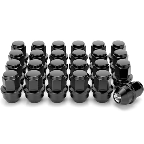 White Knight M14 x 1,50 Radmuttern für Ford F-150 (2015 - aktuell) | Mach-E | Transit | Expedition und Lincoln Navigator, Factory Style Black Chrome Extra Bulge Acorn - WN00809BK-24AM (24 Stück) von White Knight