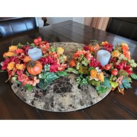 Herbst Blumen Kerzenring Set-Herbst Thanksgiving Kerzenständer Set-Thanksgiving Tischkerze Ring Kerzenring-Thanksgiving Geschenke von WhiteCabinWreaths