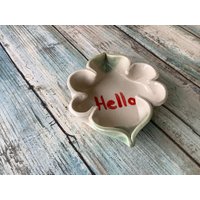 Handgefertigte Keramikschale - Little Hello Pottery Bowl Ringschale Kleines Tablett Gewürzschale Extra Kleiner Keramik-Aschenbecher Schmuckhalter von WhiteCitrus
