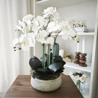 Großes Orchideen-Gesteck in Keramikschale, Kunstblumen Wie Echt, Geschenk Für Mama Und Freundin Geburtstag Hochzeit, Exklusive Wohndeko von WhiteHamptonHome