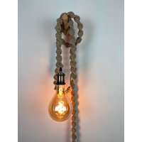 Sandfarbe Makramee Light Cord | Schlafzimmer Hängeleuchte Dekorative Glühbirnenanhänger Boho Style von WhiteRavenMacrame
