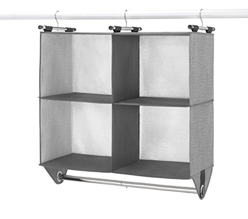 Whitmor Schrank-Organizer mit 4 Fächern, aus Stoff, mit eingebauter Chrom-Kleiderstange von Whitmor