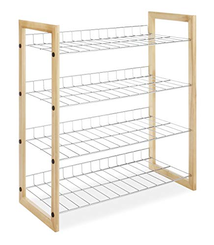 Whitmor 4 Tier Closet Shelf - Storage Organizer - Natural Wood and Chrome Schrank Regale, Verchromte Draht, Metall, 29.54 x 63.5 x 69.85 cm von Whitmor