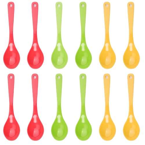 24 Stück Eierlöffel Kunststoff Bunt 3 Farben Plastik Löffel Klein, Wiederverwendbarer Kunststofflöffel Eierlöffel Bunt Plastik, Marmeladenlöffel Joghurtlöffel für Wohnküche Kaffee Getränke Marmelade von WhizNook