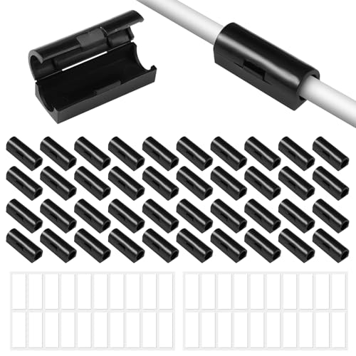 40 Stück 33 x 12 mm Kabelklemmen Selbstklebend, Kabel Clips Mit Unterlage, Selbstklebende Kabelclips, Kabelhalter Schwarz, Selbstklebend Schreibtisch Kabelführung, Kabel-Clips, Für Haus, Tv (Schwarz) von WhizNook