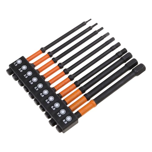 10pcs 1/4 "hexagonaler Allen Schraubenschlüssel Bohrer Einflüsse Einfluss Treiber Bits Set Magnet Magnet ScrewDriver Bits Sechseck Bohrer Bits Professionelles Mechaniker Werkzeug von Whltzf