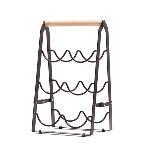 Platzsparender Weinflaschenhalter mit 3 Ebenen, faltbares Ausstellungsregal für Schrank oder Arbeitsplatten, aus Holz von Whltzf