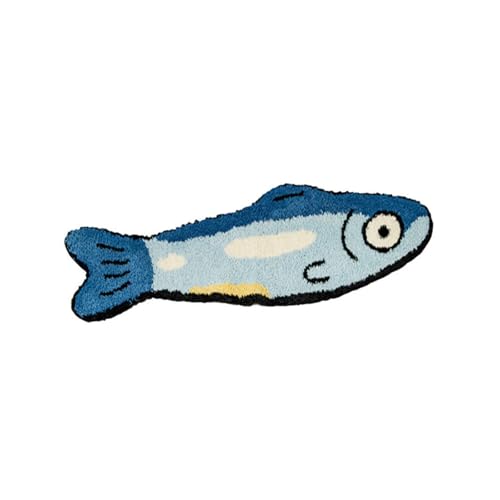 Whltzf Blue Fish Designs beflockte getuftete Bodenmatten, stabile Basis für Kinderzimmer, Heimdekoration, Fußmatten von Whltzf