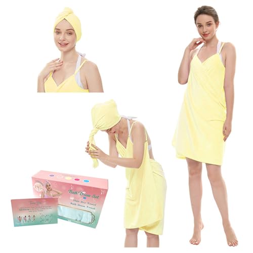Whltzf Luxuriöse Mikrofaser-Badehauben und tragbares Camisole Handtuch-Set für bequeme Duschhauben nach der Dusche von Whltzf