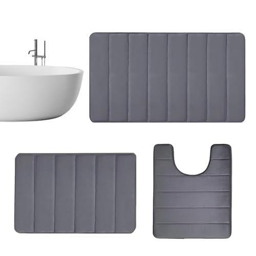 Badematten-Set – leichtes Badezimmerteppich-Set, dicke wasserabsorbierende Toilettenvorleger, geeignet für Restaurants, Fitnessstudios, Wohnzimmer von Whnbuij