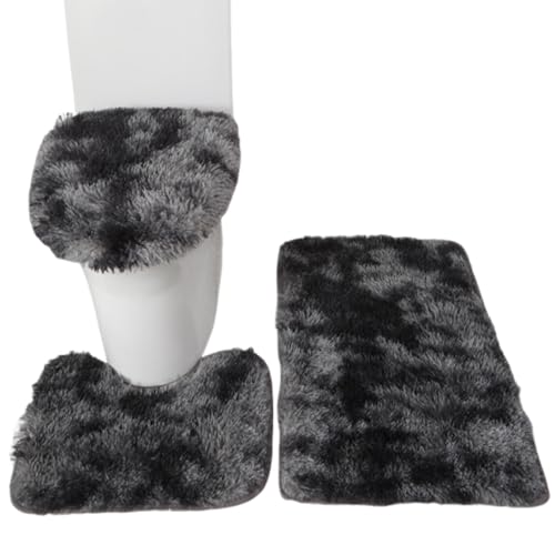 Badezimmerteppich-Set – ultraweiche, rutschfeste Badematten, 3-teilige Mikrofaser-Zottelteppiche, 3 x Batik-Matte, Badezimmerteppich für die Dusche, saugfähige, maschinenwaschbare Badezimmermatten von Whnbuij