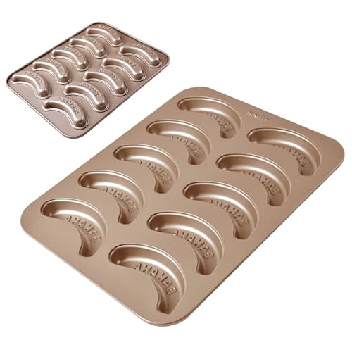 Bananas-Backform – nicht getrocknete Form mit 10 Mulden | Multifunktionales Metalltablett für Kuchen: Kekse, Brot, Pudding, Muffins, Kekse, Kuchen, Desserts und Backutensilien Bananas-Backform – nicht getrocknete Form mit 10 Mulden | Multifunktionales Metalltablett für Kuchen: Kekse, Brot, Pudding, Muffins, Kekse, Kuchen, Desserts und Backutensilien von Whnbuij