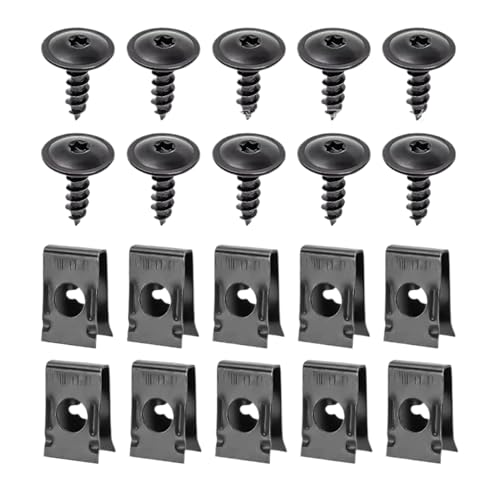 CAR U -Clips und Schrauben - 10 Sätze Metall -U -Clips für Autos innen | Schrauben Unterlegscheiben Befestigungselemente, rostbezogene Reparaturzubehör für RVS -LKWs Fahrzeugbesitzer Armaturenbrett Pa von Whnbuij