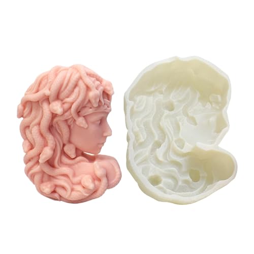 Frauengesichtsformen für Ton, Silikonform für Frauenköpfe | 2D-Antihaft-Schlangenhaar-Schönheitskerzenform, wiederverwendbare Formform, tragbare Formform von Whnbuij