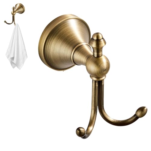 Handtuchhaken aus Messing – Wandhaken aus Messing, Retro-Kleiderbügel aus gebürstetem Messing | schwimmender Handtuchhalter mit Doppelhaken, dekorativer Haken aus Messing, Hängehaken aus Messing Handtuchhaken aus Messing – Wandhaken aus Messing, Retro-Kleiderbügel aus gebürstetem Messing | schwimmender Handtuchhalter mit Doppelhaken, dekorativer Haken aus Messing, Hängehaken aus Messing von Whnbuij