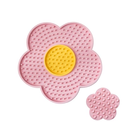 Hunde Licking Matte - Silicon Lick Pad, Slow Feeder | Asunblume Zwei-Farben-Silikon-Lick-Licking-Teller mit Saugbecher, für die Badezeit, die interaktive Behandlungsmatte für mentale Stimulation, lang von Whnbuij