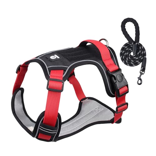 Hundegeschirr – leichtes Hundegeschirr-Set, reflektierendes Hundegeschirr, bequem, Hundegeschirr – Geschirr zum Schießen von Hunden, Halsband mit Rand von Whnbuij
