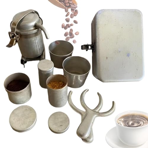 Kaffee ein Set, nehmen Sie auf dem Kaffee zusammen, Camping Vintage auf dem Set – Tragbarer Vintage-Kaffee-Set für das Brauen zu Hause und Campingausflüge, Küchen-Sammler von Whnbuij