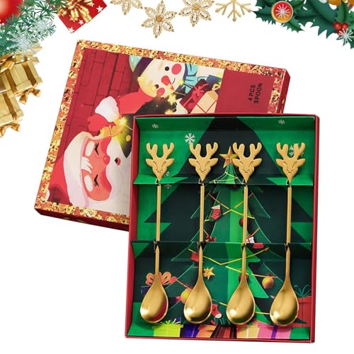 Kaffeelöffel, Kaffeelöffel Weihnachten | Rührlöffel Set aus Edelstahl für Weihnachten | Geschirrlöffel für Zuhause, Kaffee, Bäckerei von Whnbuij
