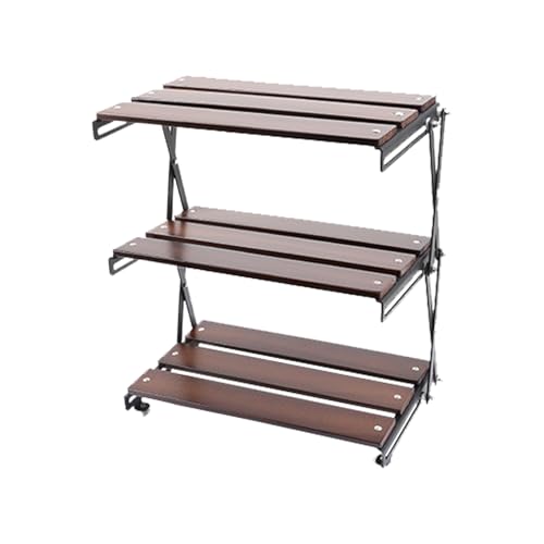 Rack-Regale - Lagerregale, Schreibtischorganisatoren, Display-Rack | 3-lagiger Picknick-Display-Organizer, Holz-Picknick-Organizer, Faltständer c von Whnbuij