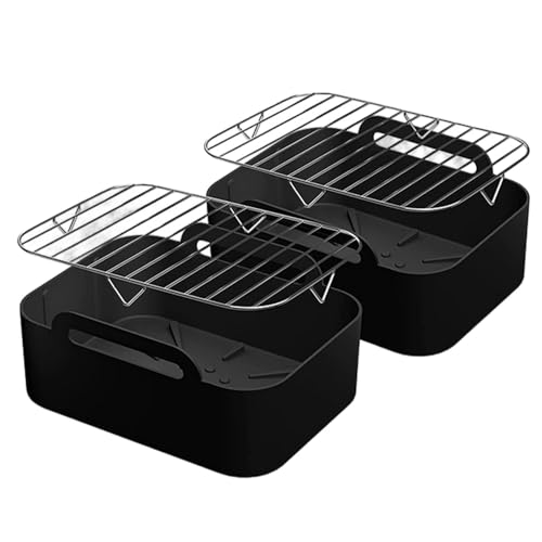 Silikonfutter für Luftfritteuse, 2 Stück Luftfritteusen-Silikonfutter mit 2 Edelstahlgittern | Silikonkorb für Luftfritteuse, Kochen wiederverwendbar von Whnbuij