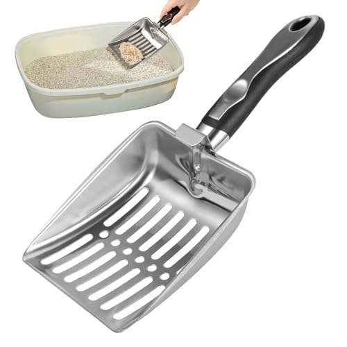 Streuschaufel aus Metall, Schaufel mit ergonomischem Design für Katzenstreu – großes sauberes Sieb für Katzen von Whnbuij