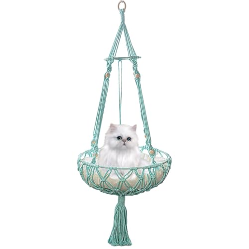 Wandschaukelbett für Katzen – Makramee-Hängematte für | Schaukel Hängematte aus Makramee, Schlafhängematte aus natürlichen Materialien für Katzen, für Decke, Balkon, Schlafzimmer Wandschaukelbett für Katzen – Makramee-Hängematte für | Schaukel Hängematte aus Makramee, Schlafhängematte aus natürlichen Materialien für Katzen, für Decke, Balkon, Schlafzimmer von Whnbuij