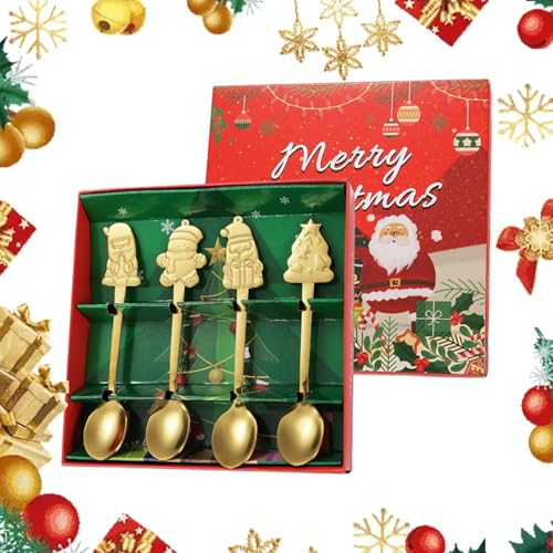 Weihnachts Kaffeelöffel Set, Edelstahl Weihnachtslöffel | Teelöffel Dessertlöffel, Edelstahl Weihnachtsmann, Schneemann, Weihnachtsbaum, Geschenklöffel von Whnbuij