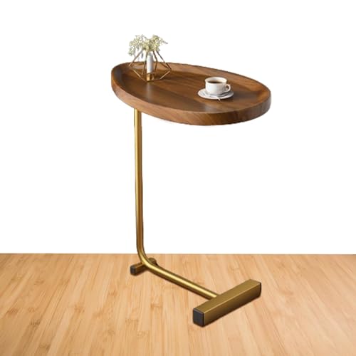 Whnbuij C-förmiger Beistelltisch – Beistelltisch, Couchtisch, zum Unterschieben unter dem Sofatisch, rustikaler Snack-Nachttisch, Tablett, Teetisch, schmal, schmal, mit Metallrahmen von Whnbuij