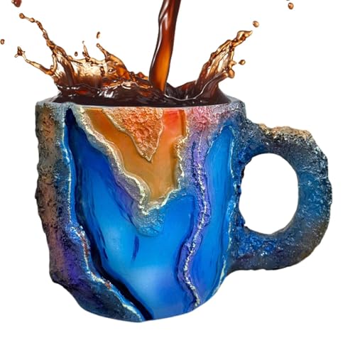 Whnbuij Kaffeetasse aus Mineral aus Harz – Kaffeetasse aus Mineral mit Griff, bunte Tasse aus Mineralimitat | Kaffeetasse Ave von Whnbuij