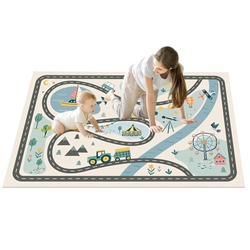 Whnbuij Spielteppich für Kleinkinder, extra groß, rutschfest und wasserdicht | rutschfeste Spielmatte für Babys, weich und gepolstert Whnbuij Spielteppich für Kleinkinder, extra groß, rutschfest und wasserdicht | rutschfeste Spielmatte für Babys, weich und gepolstert von Whnbuij