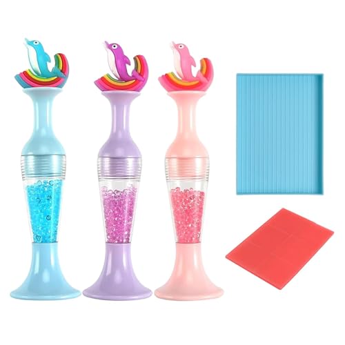 Whnbuij Strass Malerei Stift Diamant Malerei Werkzeug Strass Kunst Bohrstift Vase Form Strass Kunst Stift | Automatischer Spender für Kunstunterricht mit Strass und Tablett von Whnbuij