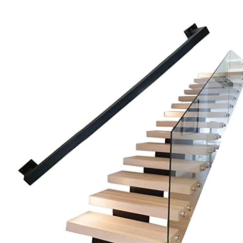 Handlauf Schwarz für Treppen Handläufe für Treppen, schwarzes Metall, Treppenhandläufe mit Wandhalterungen, Treppengeländer, Handlauf für Badezimmerkorridor, Haltegriff im Freien ( Size : 180cm ) von Whnoorher