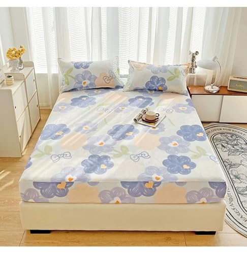 Bettlaken 200x220cm 25cm Höhe Polyester, Spannbettlaken Boxspringbett Bunt Spannbetttücher Blumenmuster Bedruckt mit 2 Stück Kissenbezug Bettlaken 200x220cm 25cm Höhe Polyester, Spannbettlaken Boxspringbett Bunt Spannbetttücher Blumenmuster Bedruckt mit 2 Stück Kissenbezug von Whoiy