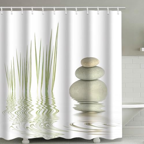 Duschvorhänge Anti Schimmel Waschbar 200 x 230 cm Polyester, Badevorhang Textil Stoff mit Muster Zen Weiß für Badewanne Shower Curtain mit Duschvorhangringe Duschvorhänge Anti Schimmel Waschbar 200 x 230 cm Polyester, Badevorhang Textil Stoff mit Muster Zen Weiß für Badewanne Shower Curtain mit Duschvorhangringe von Whoiy