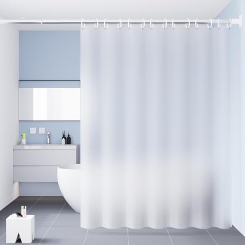 Duschvorhänge peva 300 x 200 Halbtransparent, Vorhänge in Badezimmer Anti Schimmel für Badewanne und Dusche Shower Curtains Weiß Wasserdicht mit Duschvorhangringe von Whoiy
