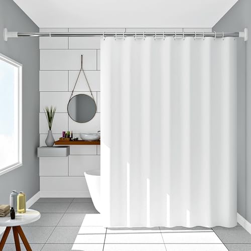 Duschvorhang 180 x 220 Weiß Waschbar, Badewanne Vorhang peva Einfarbig Anti Schimmel Shower Curtains mit Duschvorhangringe für Badewanne von Whoiy